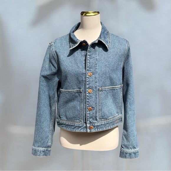 Chloe by Chloe Cropped Denim Jacket in Dusty Blue NWOT - Picture 1 of 15